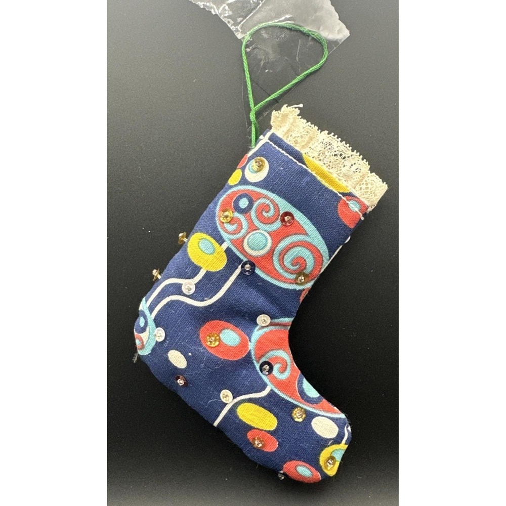 Rare Alexander Henry Mushroom Fabric Vtg 1970's MCM Retro Christmas Stocking OOP